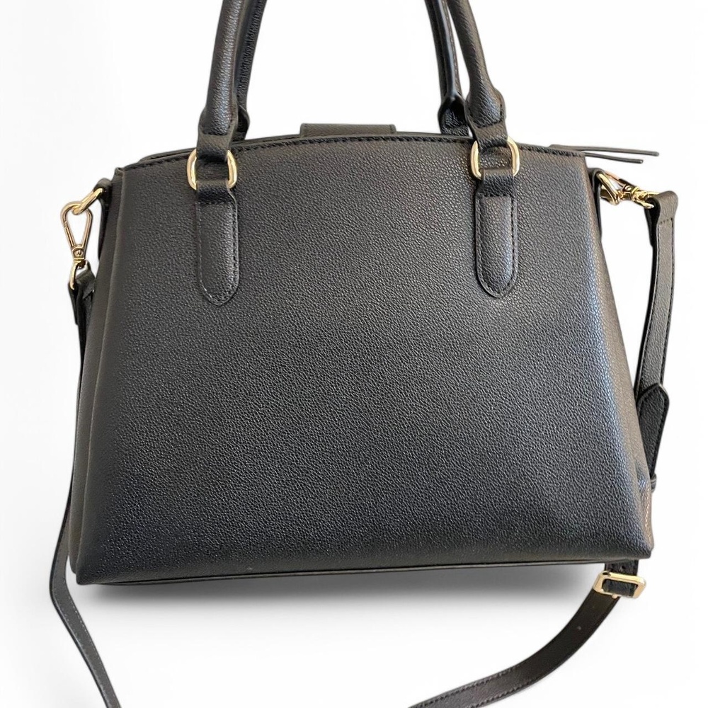 Nine West Tansy black satchel with gold hardware and long strap NWT - Picture 2 of 5
